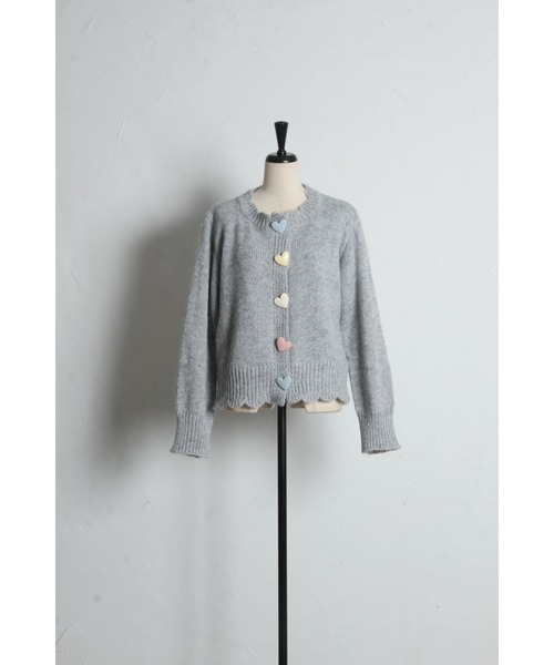 tocco closet（トッコ　クローゼット）の「【ZOZO限定】カラフルハート釦スカラップニットカーディガン（カーディガン/ボレロ・レディース・アイボリー/グレー・M）」の20枚目の写真
