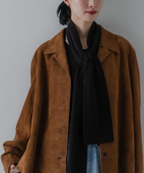URBAN RESEARCH（アーバンリサーチ）の「ウールカシミヤナローマフラー（ストール/ショール・レディース・ブラウン系その他/ブラック・-）」の2枚目の写真