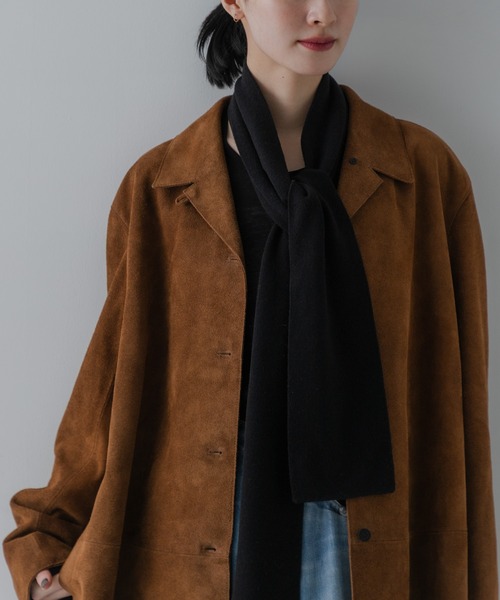 URBAN RESEARCH（アーバンリサーチ）の「ウールカシミヤナローマフラー（ストール/ショール・レディース・ブラウン系その他/ブラック・-）」の2枚目の写真