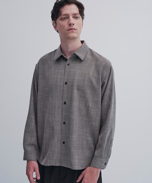 CITY TOKYO(シティトウキョウ)の「【CITY TOKYO/シティートーキョー】Easy tweed シャツ(シャツ/ブラウス・メンズ・ベージュ/ダークグレー・1/2)」の2枚目の写真