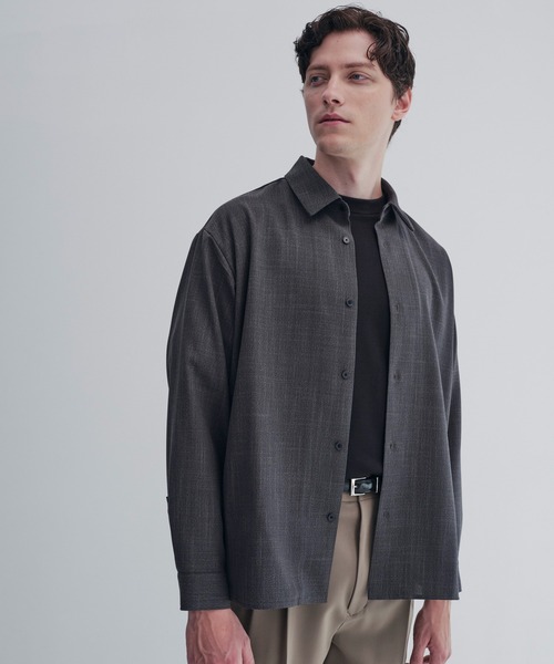 CITY TOKYO(シティトウキョウ)の「【CITY TOKYO/シティートーキョー】Easy tweed シャツ(シャツ/ブラウス・メンズ・ベージュ/ダークグレー・1/2)」の1枚目の写真