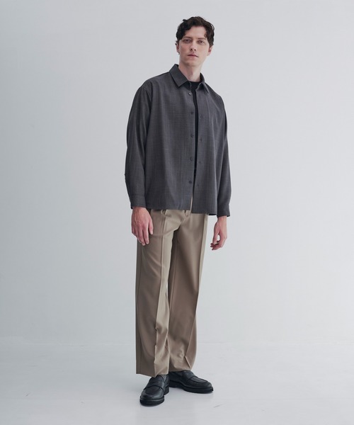 CITY TOKYO(シティトウキョウ)の「【CITY TOKYO/シティートーキョー】Easy tweed シャツ(シャツ/ブラウス・メンズ・ベージュ/ダークグレー・1/2)」の3枚目の写真