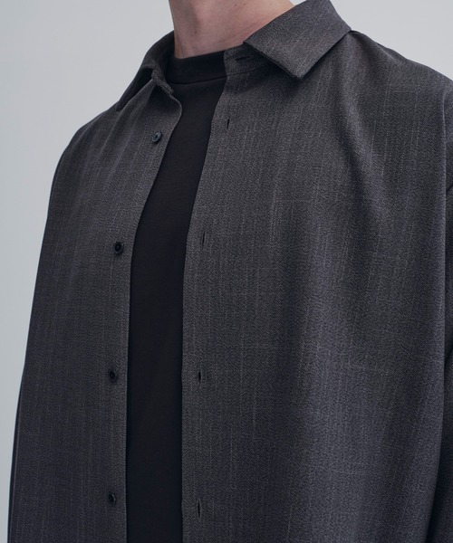 CITY TOKYO(シティトウキョウ)の「【CITY TOKYO/シティートーキョー】Easy tweed シャツ(シャツ/ブラウス・メンズ・ベージュ/ダークグレー・1/2)」の7枚目の写真