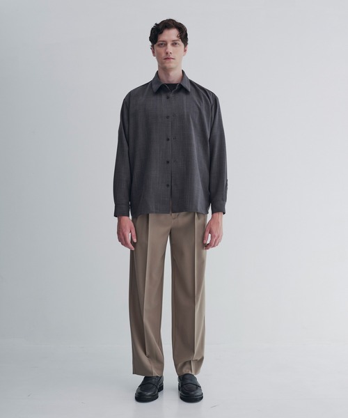 CITY TOKYO(シティトウキョウ)の「【CITY TOKYO/シティートーキョー】Easy tweed シャツ(シャツ/ブラウス・メンズ・ベージュ/ダークグレー・1/2)」の4枚目の写真