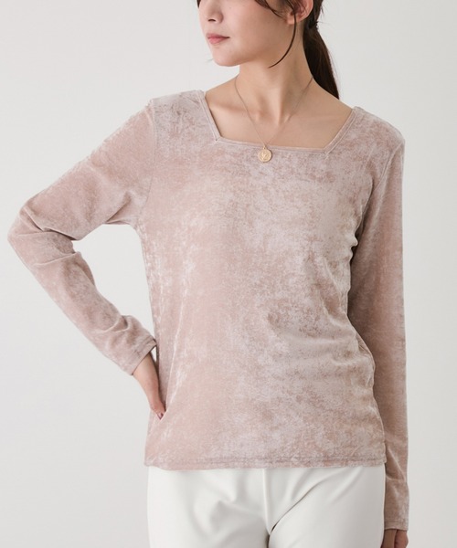 Jayro（ジャイロ）の「前後2WAYフロッキーメッシュプルオーバー（Tシャツ/カットソー・レディース・チャコールグレー/ホワイト系その他2/ベージュ・M）」の3枚目の写真