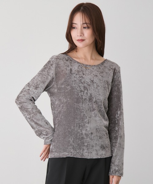 Jayro（ジャイロ）の「前後2WAYフロッキーメッシュプルオーバー（Tシャツ/カットソー・レディース・チャコールグレー/ホワイト系その他2/ベージュ・M）」の10枚目の写真