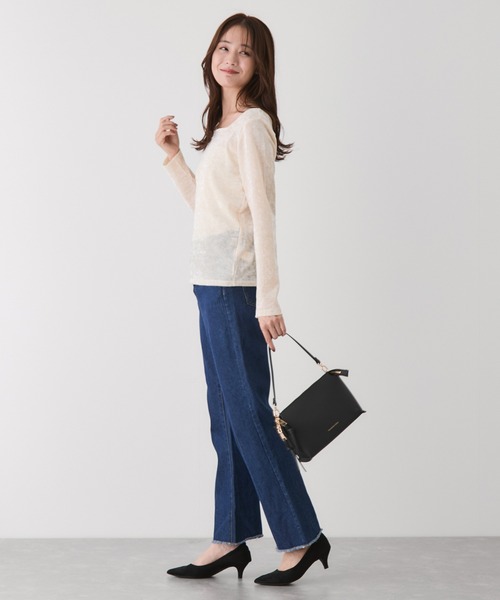 Jayro（ジャイロ）の「前後2WAYフロッキーメッシュプルオーバー（Tシャツ/カットソー・レディース・チャコールグレー/ホワイト系その他2/ベージュ・M）」の14枚目の写真