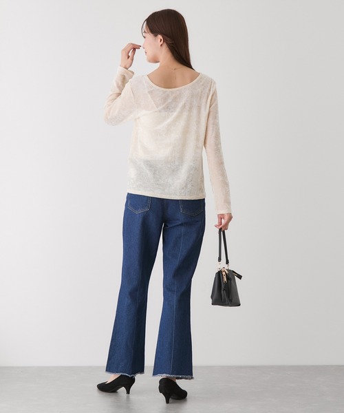 Jayro（ジャイロ）の「前後2WAYフロッキーメッシュプルオーバー（Tシャツ/カットソー・レディース・チャコールグレー/ホワイト系その他2/ベージュ・M）」の15枚目の写真