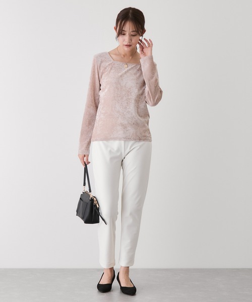 Jayro（ジャイロ）の「前後2WAYフロッキーメッシュプルオーバー（Tシャツ/カットソー・レディース・チャコールグレー/ホワイト系その他2/ベージュ・M）」の20枚目の写真