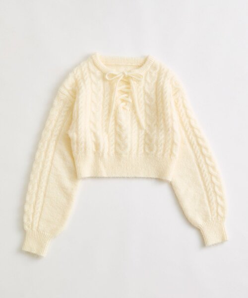 OLIVE des OLIVE（オリーブデオリーブ）の「キラキラケーブルニット（ニット/セーター・レディース・オフホワイト/ピンク/トップグレー・FREE）」の20枚目の写真