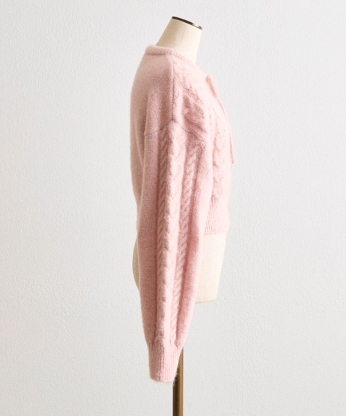 OLIVE des OLIVE（オリーブデオリーブ）の「キラキラケーブルニット（ニット/セーター・レディース・オフホワイト/ピンク/トップグレー・FREE）」の5枚目の写真