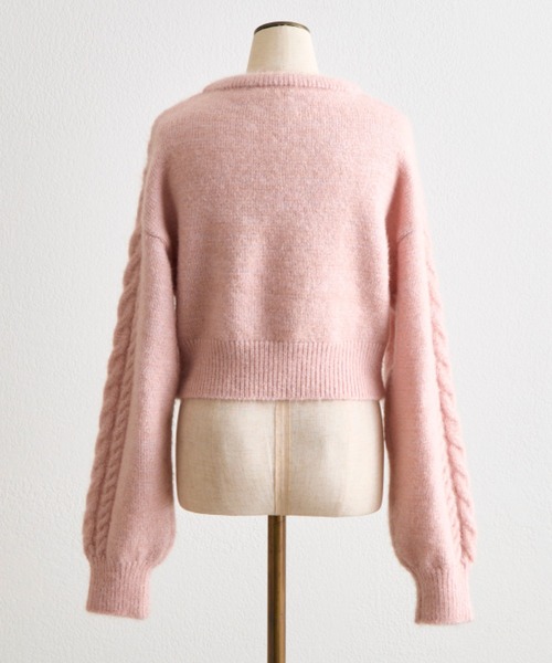 OLIVE des OLIVE（オリーブデオリーブ）の「キラキラケーブルニット（ニット/セーター・レディース・オフホワイト/ピンク/トップグレー・FREE）」の6枚目の写真