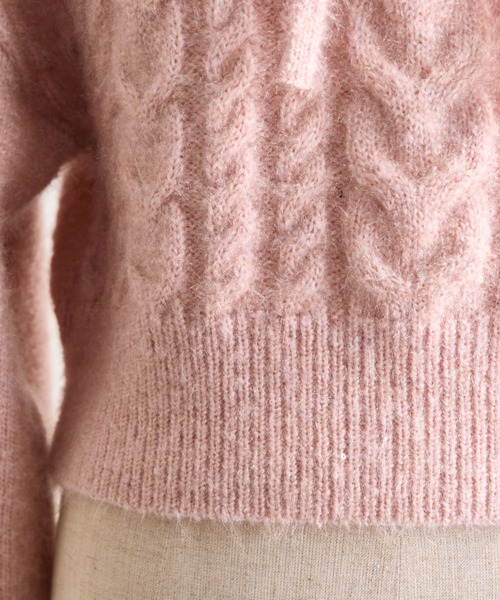 OLIVE des OLIVE（オリーブデオリーブ）の「キラキラケーブルニット（ニット/セーター・レディース・オフホワイト/ピンク/トップグレー・FREE）」の9枚目の写真