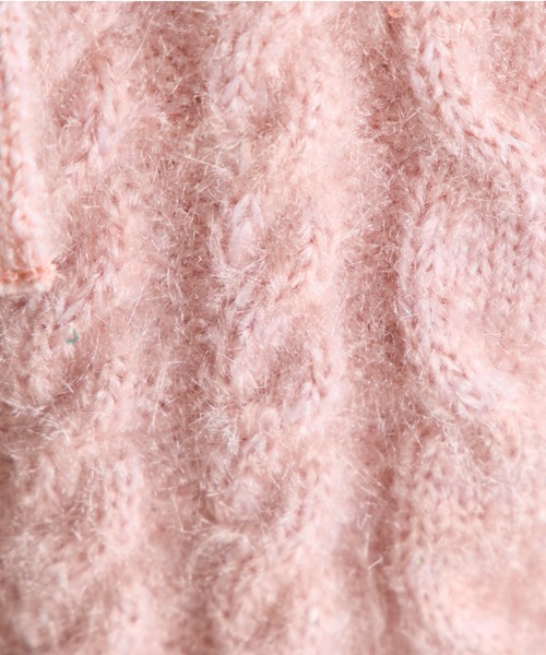 OLIVE des OLIVE（オリーブデオリーブ）の「キラキラケーブルニット（ニット/セーター・レディース・オフホワイト/ピンク/トップグレー・FREE）」の11枚目の写真