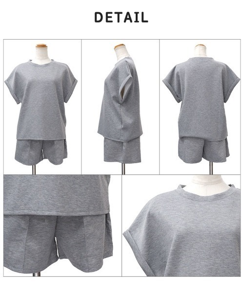 CLOTHY(クロシィ)の「【ワンマイルウェアやおうち時間に◎】半袖スウェットセットアップ(セットアップ・レディース・グレー・FREE)」の17枚目の写真