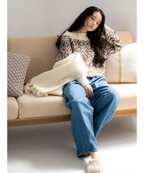 Ungrid（アングリッド）の「【WEB限定】オフショルジャカードニット（ニット/セーター・レディース・ネイビー/レッド/アイボリー・FREE）」の7枚目の写真