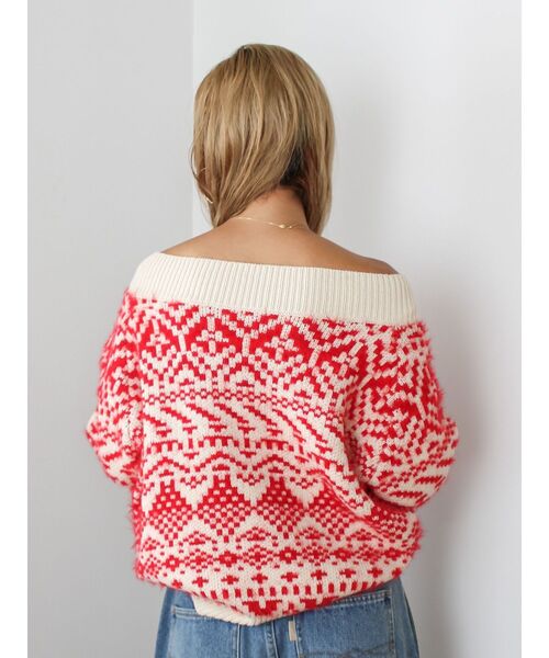 Ungrid（アングリッド）の「【WEB限定】オフショルジャカードニット（ニット/セーター・レディース・ネイビー/レッド/アイボリー・FREE）」の19枚目の写真