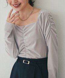 La boutique BonBon | 【デコルテ美人】ベロアスクエアネックカットソー(Tシャツ/カットソー)