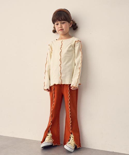 Piet（ピエット）の「配色メロー長袖T（Tシャツ/カットソー・キッズ・オレンジ/チャコール/グリーン/オフホワイト・100/110/120/130）」の17枚目の写真