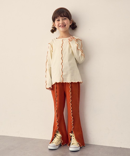 Piet（ピエット）の「配色メロー長袖T（Tシャツ/カットソー・キッズ・オレンジ/チャコール/グリーン/オフホワイト・100/110/120/130）」の19枚目の写真