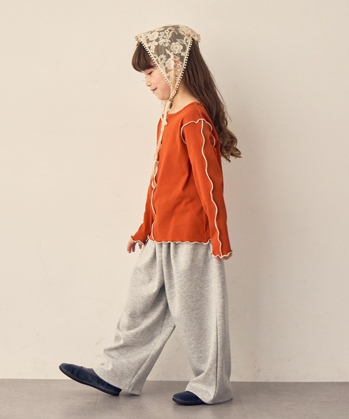 Piet（ピエット）の「配色メロー長袖T（Tシャツ/カットソー・キッズ・オレンジ/チャコール/グリーン/オフホワイト・100/110/120/130）」の11枚目の写真