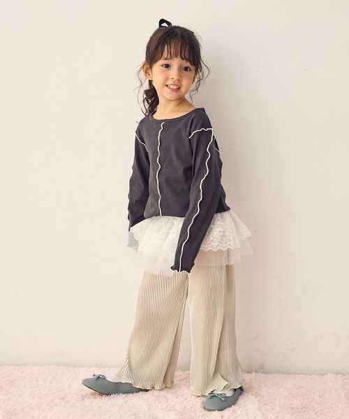 Piet（ピエット）の「配色メロー長袖T（Tシャツ/カットソー・キッズ・オレンジ/チャコール/グリーン/オフホワイト・100/110/120/130）」の22枚目の写真