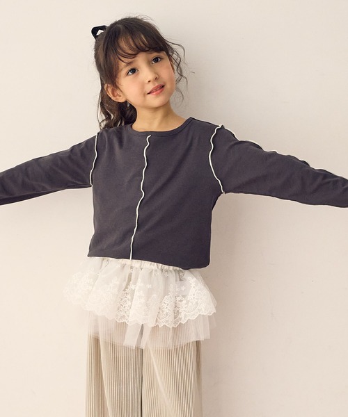 Piet（ピエット）の「配色メロー長袖T（Tシャツ/カットソー・キッズ・オレンジ/チャコール/グリーン/オフホワイト・100/110/120/130）」の21枚目の写真