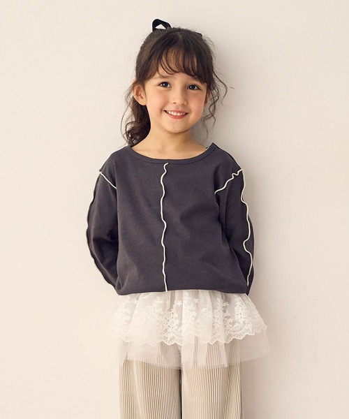 Piet（ピエット）の「配色メロー長袖T（Tシャツ/カットソー・キッズ・オレンジ/チャコール/グリーン/オフホワイト・100/110/120/130）」の20枚目の写真