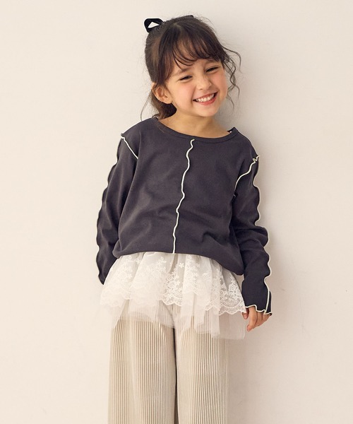 Piet（ピエット）の「配色メロー長袖T（Tシャツ/カットソー・キッズ・オレンジ/チャコール/グリーン/オフホワイト・100/110/120/130）」の7枚目の写真