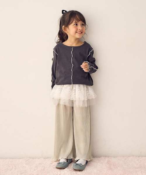 Piet（ピエット）の「配色メロー長袖T（Tシャツ/カットソー・キッズ・オレンジ/チャコール/グリーン/オフホワイト・100/110/120/130）」の8枚目の写真