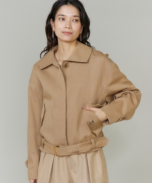 INED（イネド）の「【三尋木奈保コラボ】ウールコットンカルゼ カーヴィブルゾン《WEB限定カラー》（ブルゾン・レディース・ダークブラウン/ベージュ/カーキ・9号/11号）」の2枚目の写真