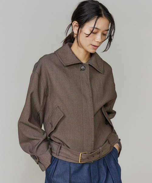 INED（イネド）の「【三尋木奈保コラボ】ウールコットンカルゼ カーヴィブルゾン《WEB限定カラー》（ブルゾン・レディース・ダークブラウン/ベージュ/カーキ・9号/11号）」の4枚目の写真