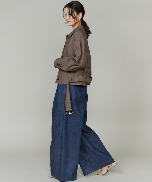 INED（イネド）の「【三尋木奈保コラボ】ウールコットンカルゼ カーヴィブルゾン《WEB限定カラー》（ブルゾン・レディース・ダークブラウン/ベージュ/カーキ・9号/11号）」の7枚目の写真