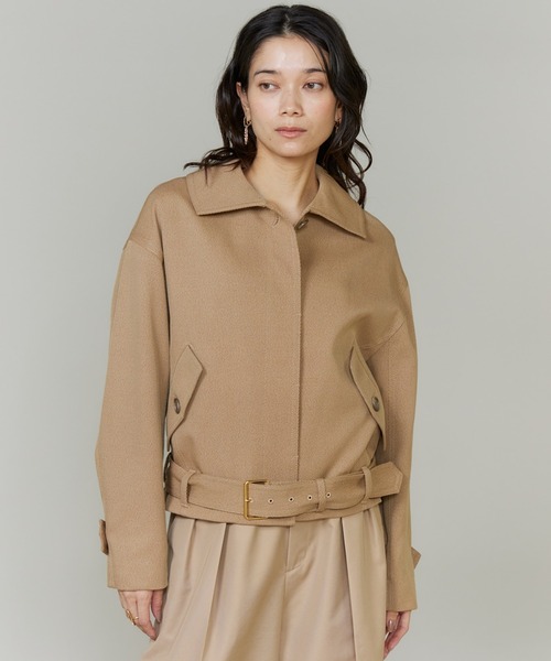 INED（イネド）の「【三尋木奈保コラボ】ウールコットンカルゼ カーヴィブルゾン《WEB限定カラー》（ブルゾン・レディース・ダークブラウン/ベージュ/カーキ・9号/11号）」の9枚目の写真