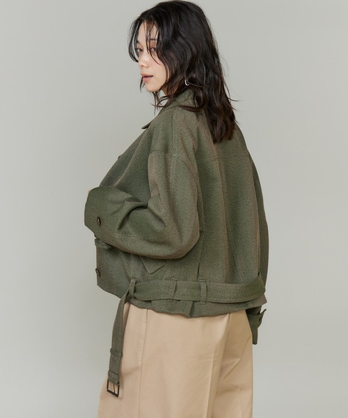 INED（イネド）の「【三尋木奈保コラボ】ウールコットンカルゼ カーヴィブルゾン《WEB限定カラー》（ブルゾン・レディース・ダークブラウン/ベージュ/カーキ・9号/11号）」の13枚目の写真