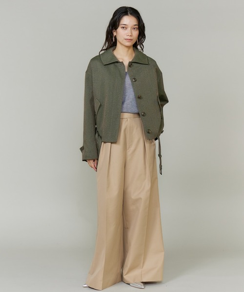 INED（イネド）の「【三尋木奈保コラボ】ウールコットンカルゼ カーヴィブルゾン《WEB限定カラー》（ブルゾン・レディース・ダークブラウン/ベージュ/カーキ・9号/11号）」の14枚目の写真