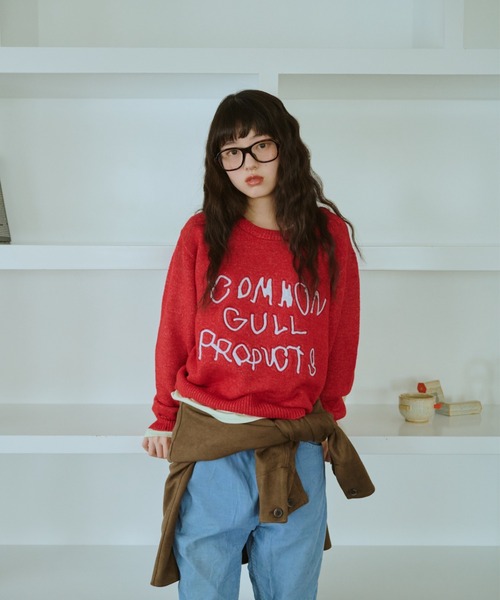 common gull products.（コモンガルプロダクツ）の「common gull products. patchwork kint（ニット/セーター・レディース・ダークブラウン系/レッド/イエロー系/ミント/ネイビー/杢グレー・SMALL/LARGE/MEDIUM）」の6枚目の写真