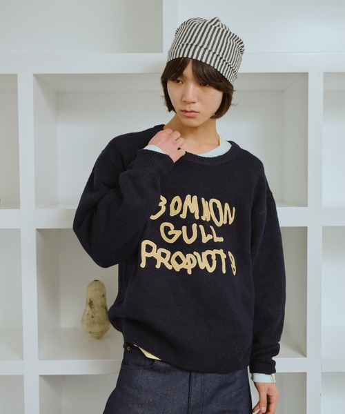 common gull products.（コモンガルプロダクツ）の「common gull products. patchwork kint（ニット/セーター・レディース・ダークブラウン系/レッド/イエロー系/ミント/ネイビー/杢グレー・SMALL/LARGE/MEDIUM）」の9枚目の写真