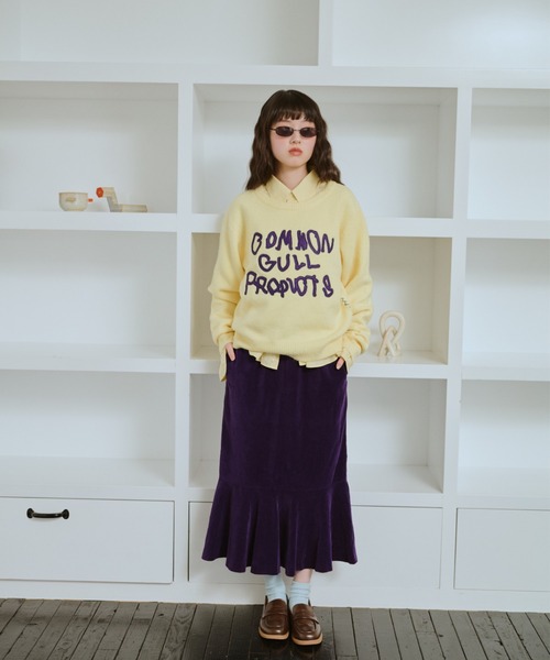 common gull products.（コモンガルプロダクツ）の「common gull products. patchwork kint（ニット/セーター・レディース・ダークブラウン系/レッド/イエロー系/ミント/ネイビー/杢グレー・SMALL/LARGE/MEDIUM）」の14枚目の写真