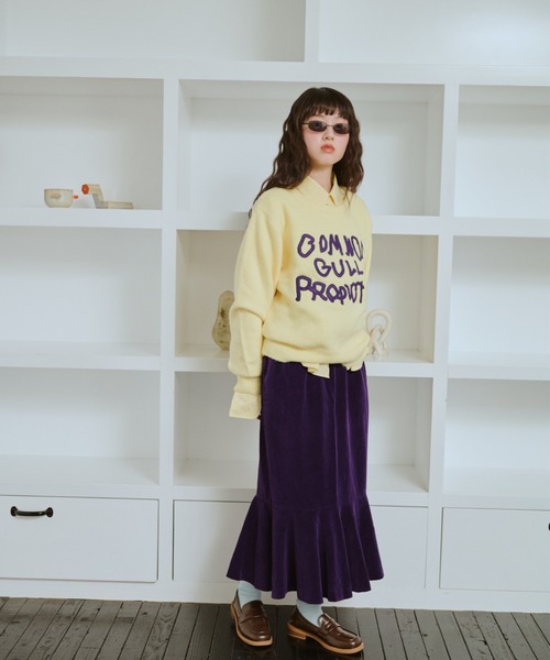 common gull products.（コモンガルプロダクツ）の「common gull products. patchwork kint（ニット/セーター・レディース・ダークブラウン系/レッド/イエロー系/ミント/ネイビー/杢グレー・SMALL/LARGE/MEDIUM）」の15枚目の写真