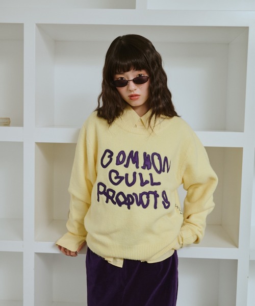 common gull products.（コモンガルプロダクツ）の「common gull products. patchwork kint（ニット/セーター・レディース・ダークブラウン系/レッド/イエロー系/ミント/ネイビー/杢グレー・SMALL/LARGE/MEDIUM）」の20枚目の写真