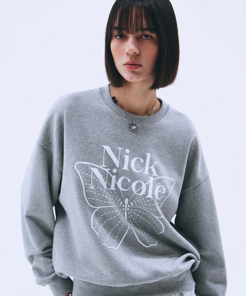 NICK&NICOLE(ニックアンドニコール)の「BUTTERFLY SIGNATURE SWEATSHIRT_GRAY WHITE(スウェット・レディース・その他・FREE)」の1枚目の写真