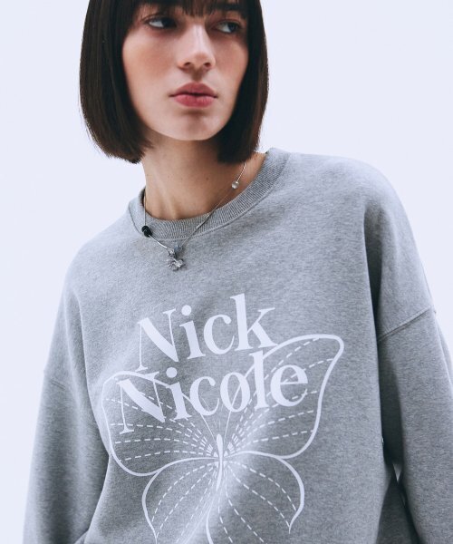 NICK&NICOLE(ニックアンドニコール)の「BUTTERFLY SIGNATURE SWEATSHIRT_GRAY WHITE(スウェット・レディース・その他・FREE)」の2枚目の写真