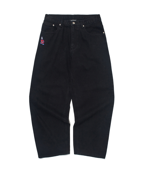 WKNDRS(ウィーキャンドース)の「APPLE DENIM PANTS (BLACK)(デニムパンツ・レディース・その他・X-LARGE/SMALL/MEDIUM/LARGE)」の1枚目の写真