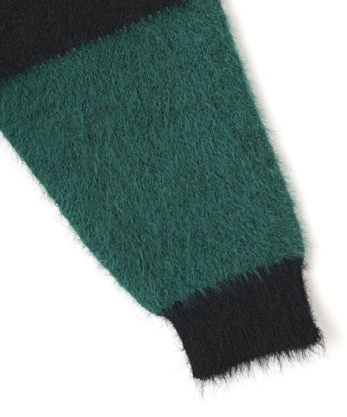 DANKE SCHON（ダンケシェーン）の「【WEB&DEPOT限定】DankeSchon/ダンケシェーン/SHAGGY BORDER CREWNECK（ニット/セーター・メンズ・モスグリーン/ホワイト・M/XL/L）」の6枚目の写真