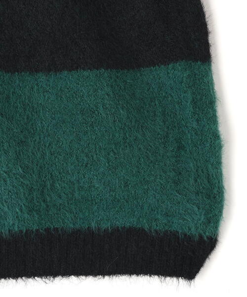 DANKE SCHON（ダンケシェーン）の「【WEB&DEPOT限定】DankeSchon/ダンケシェーン/SHAGGY BORDER CREWNECK（ニット/セーター・メンズ・モスグリーン/ホワイト・M/XL/L）」の7枚目の写真