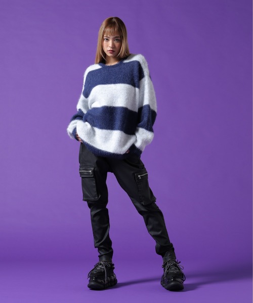DANKE SCHON（ダンケシェーン）の「【WEB&DEPOT限定】DankeSchon/ダンケシェーン/SHAGGY BORDER CREWNECK（ニット/セーター・メンズ・モスグリーン/ホワイト・M/XL/L）」の17枚目の写真