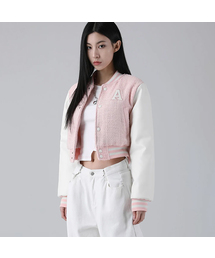 Atlantis Love Crop Varsity Jacket PINK