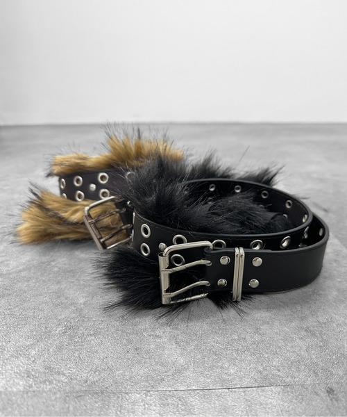 jiasecond.】ファー付きレザーライクベルト / ベルト 服飾雑貨