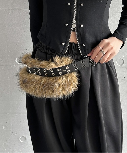 jiasecond.】ファー付きレザーライクベルト / ベルト 服飾雑貨